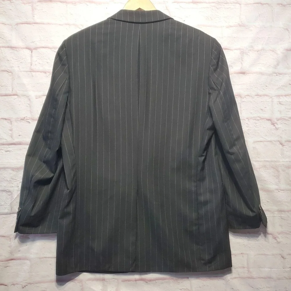 VTG Lauren Ralph Lauren Pinstripe Blazer Jacket 42T‎ Wool Alpaca Made in Canada